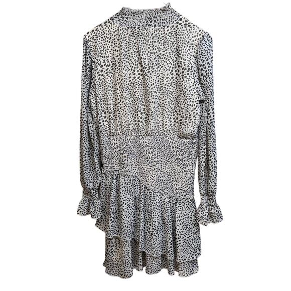 Almost Famous Tiered Sheer Ruffle Leopard Print Long Sleeve Dress Women 8 - Picture 9 of 11